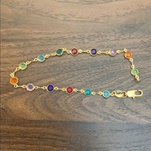 SABRY Gold plated multi colored stones bracelet